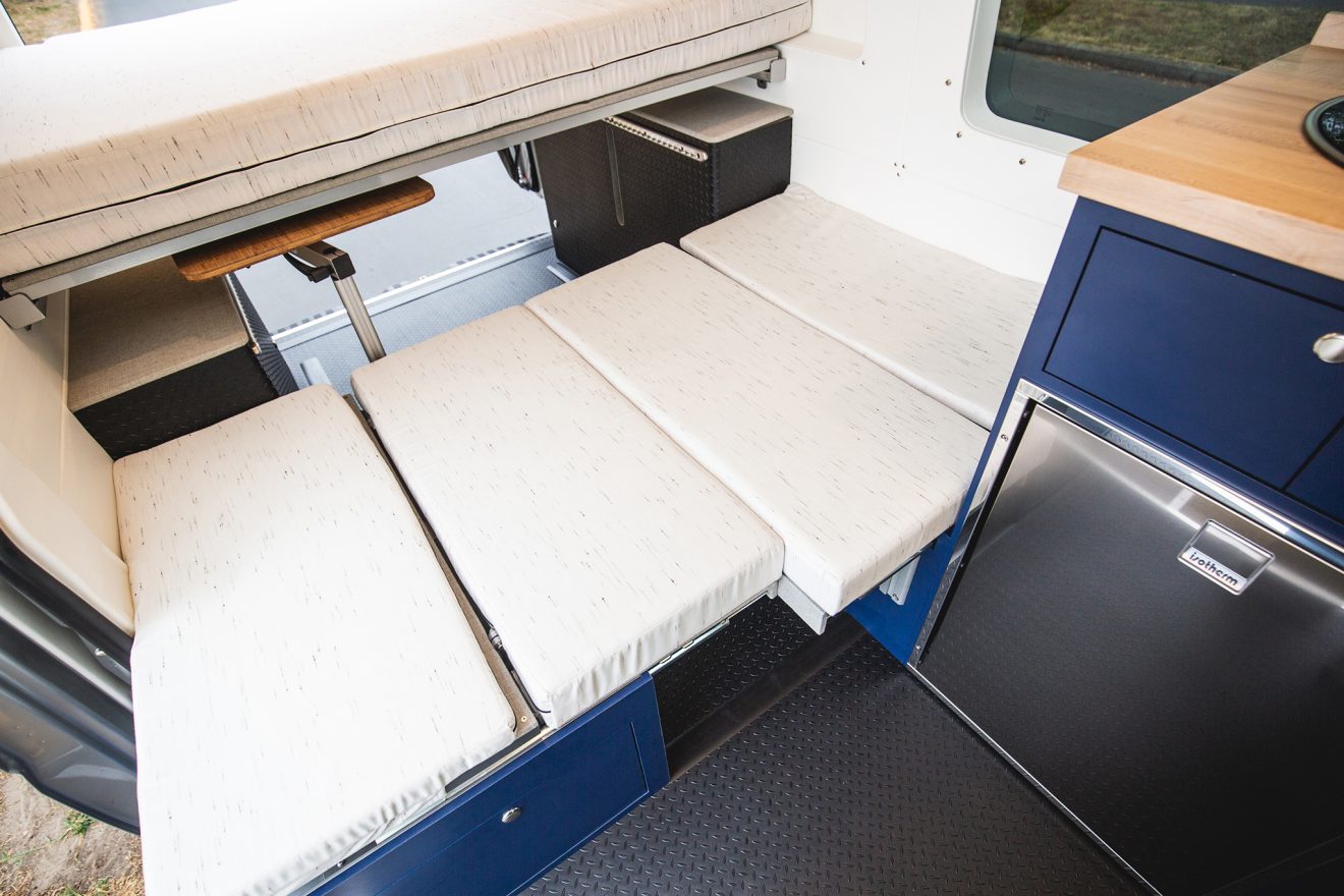 custom van conversion the kaiser 2018 mercedes benz sprinter 144 4wd seat two sleep three custom bench
