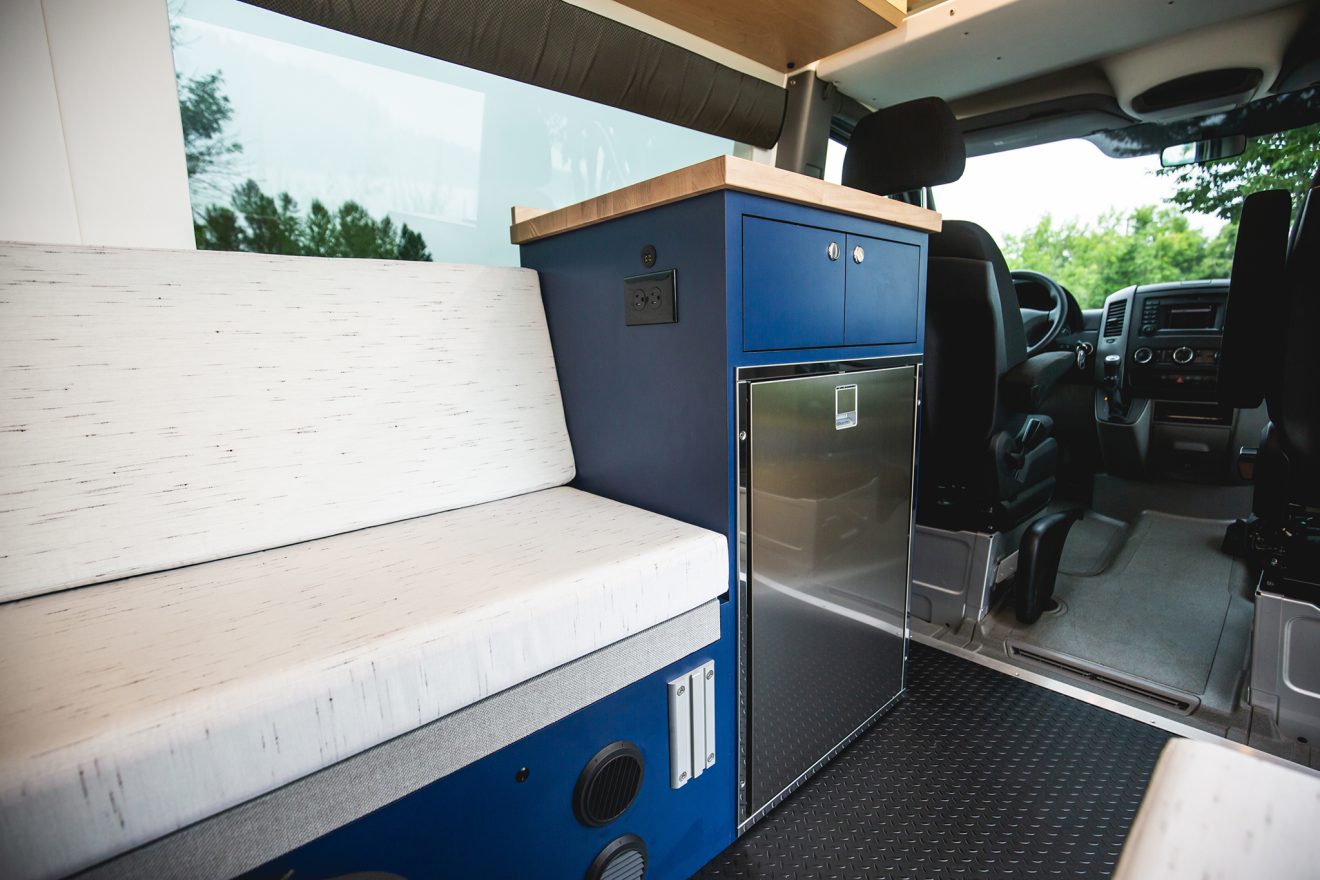 custom van conversion the kaiser 2018 mercedes benz sprinter 144 4wd seat two sleep three galley kitchen
