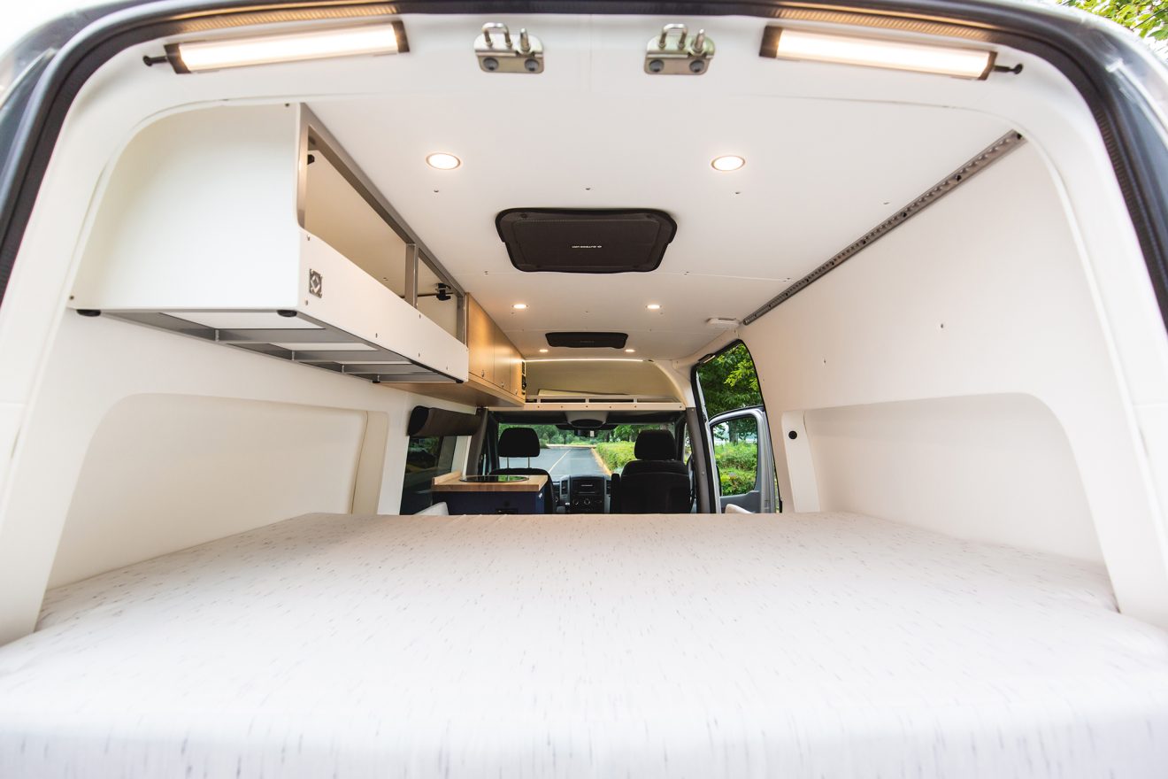 custom van conversion the kaiser 2018 mercedes benz sprinter 144 4wd seat two sleep three raised bed
