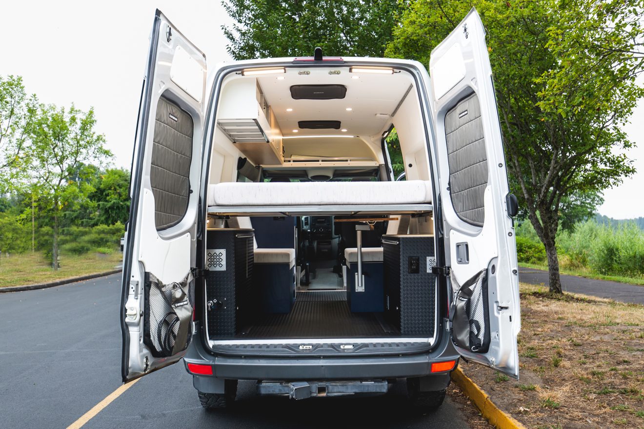 custom van conversion the kaiser 2018 mercedes benz sprinter 144 4wd seat two sleep three rear garage