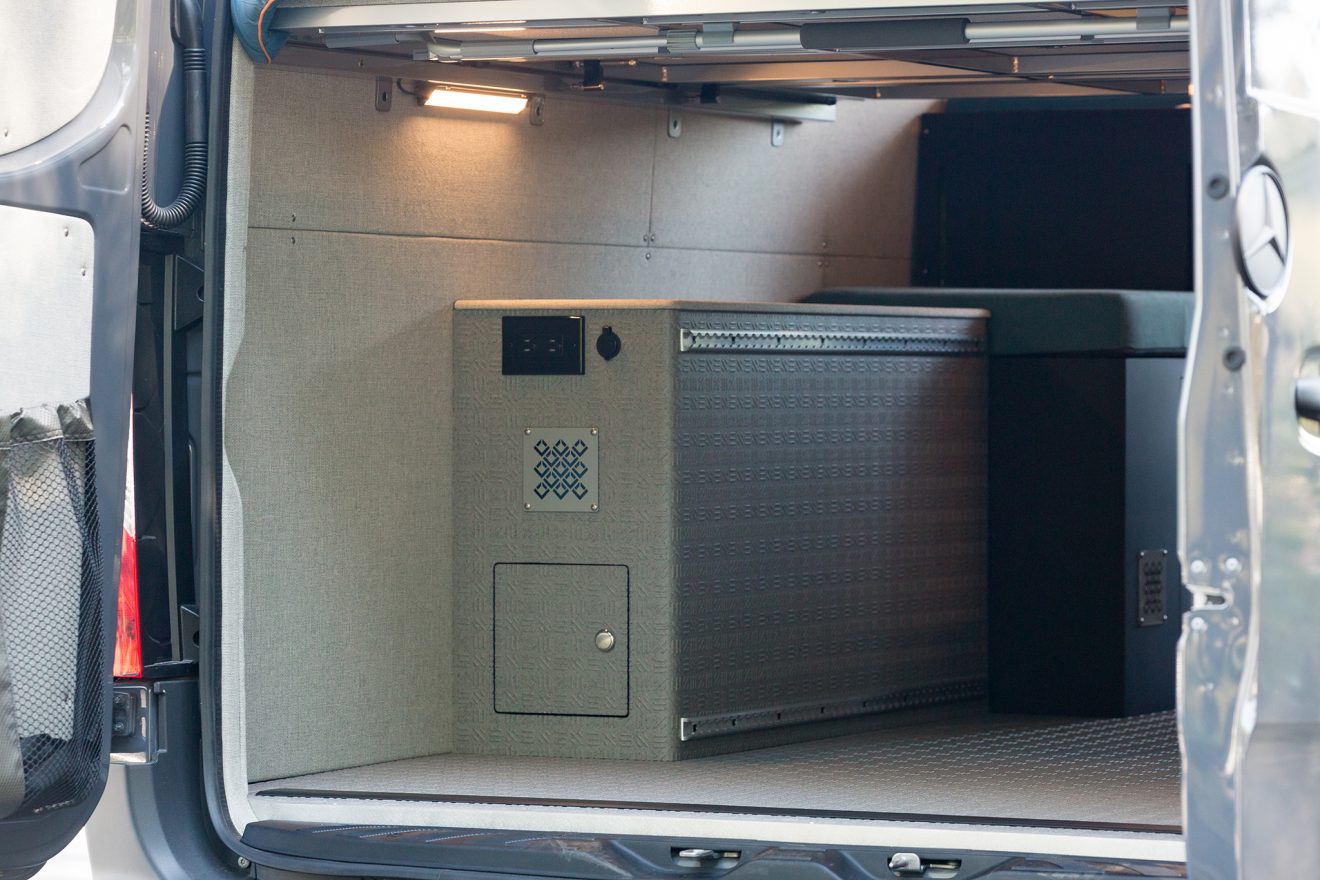 custom van conversion Monkey Business 2019 mercedes benz sprinter 170 4wd garage storage space outlet