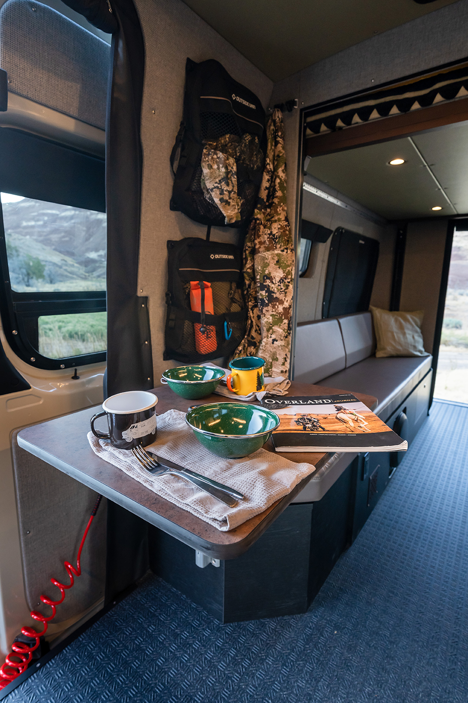 custom van conversion Launch Pad 2019 mercedes benz sprinter 170 EXT 4wd dually passenger side removable table