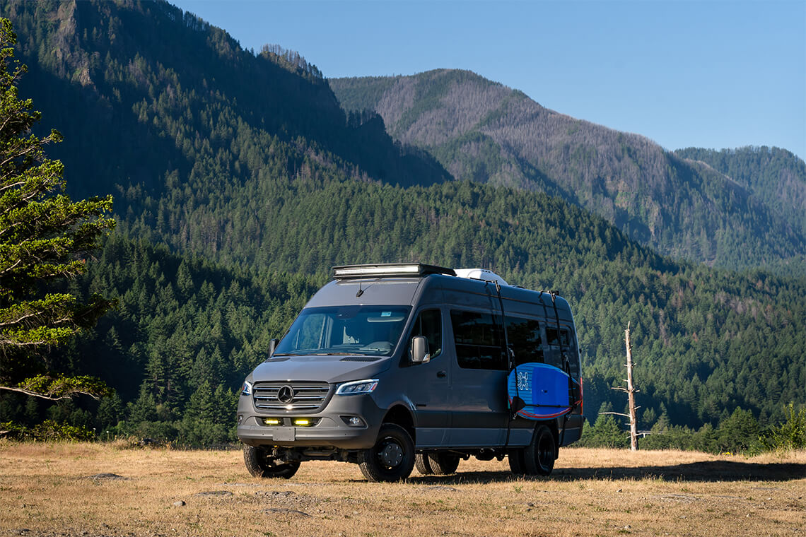 custom van conversion Ristretto 2020 mercedes benz sprinter 170 dually 4wd graphite grey
