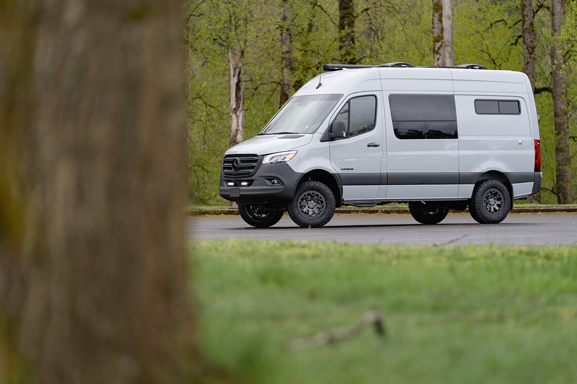 custom van conversion nor’easter 2021 mercedes benz sprinter 144 4wd seat two sleep three