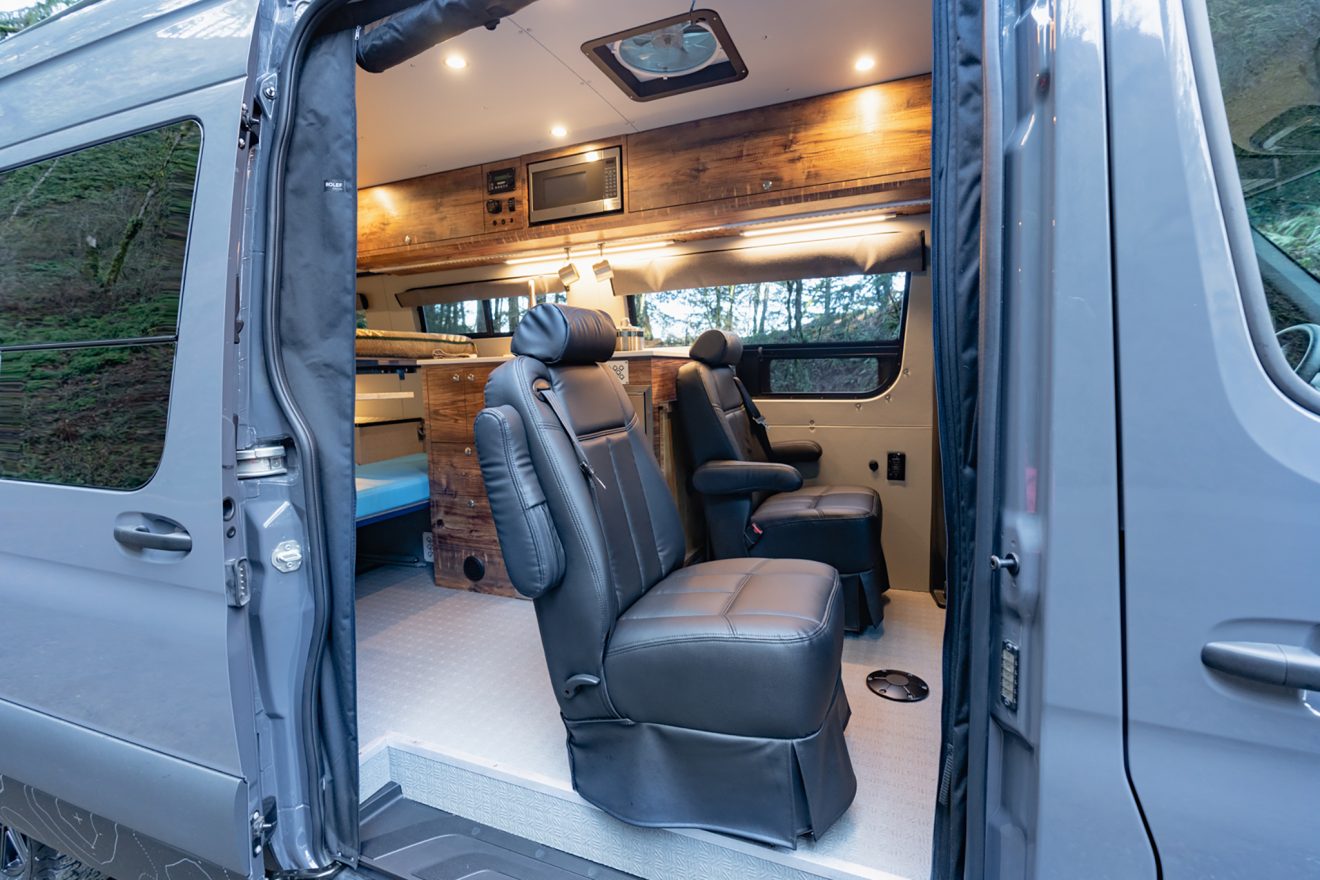 custom van conversion first chair 2020 mercedes benz sprinter 170 4wd seat four sleep four passenger slider door