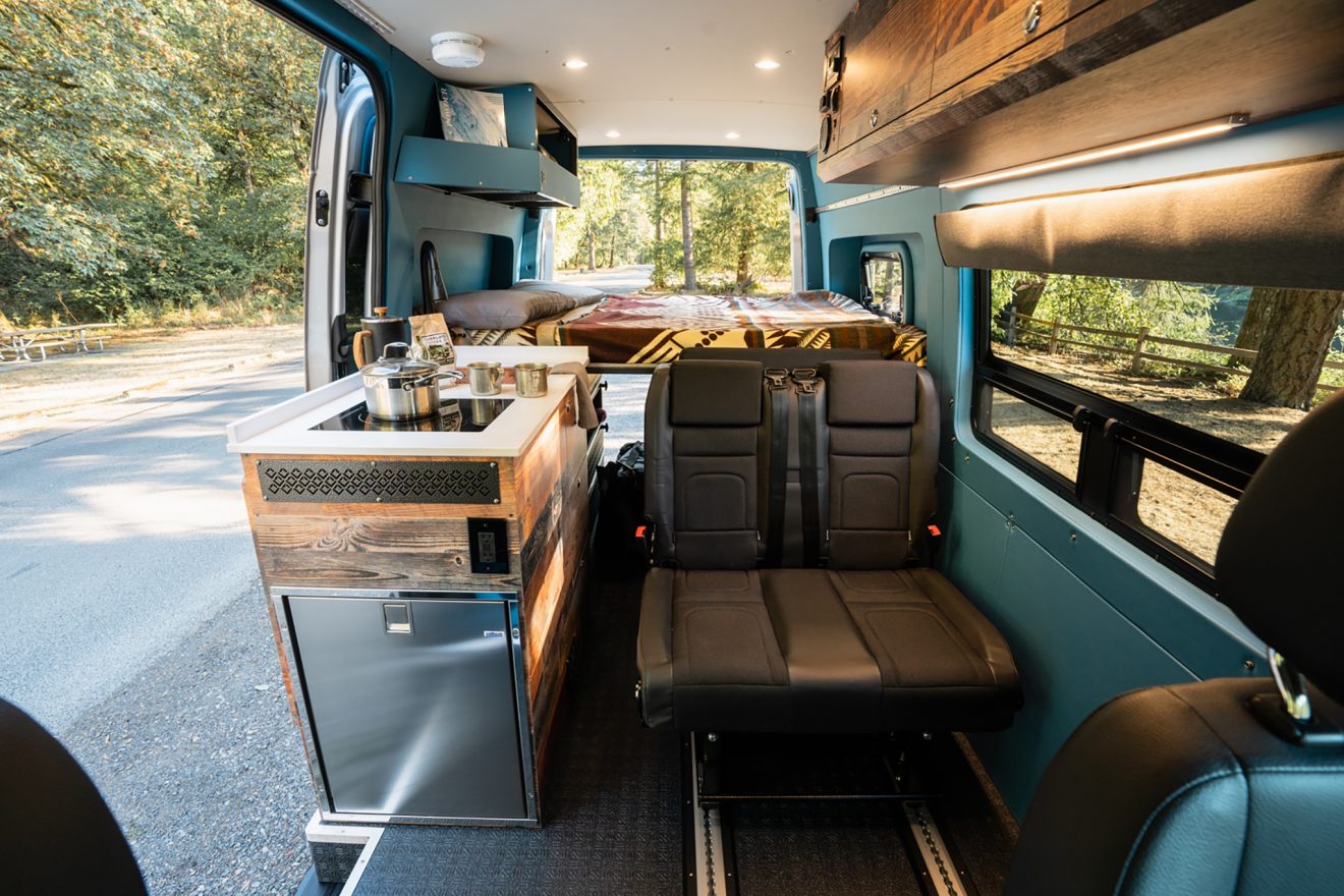 custom van conversion wild child 2019 mercedes benz sprinter 144 4wd seat three sleep three collapsable bed