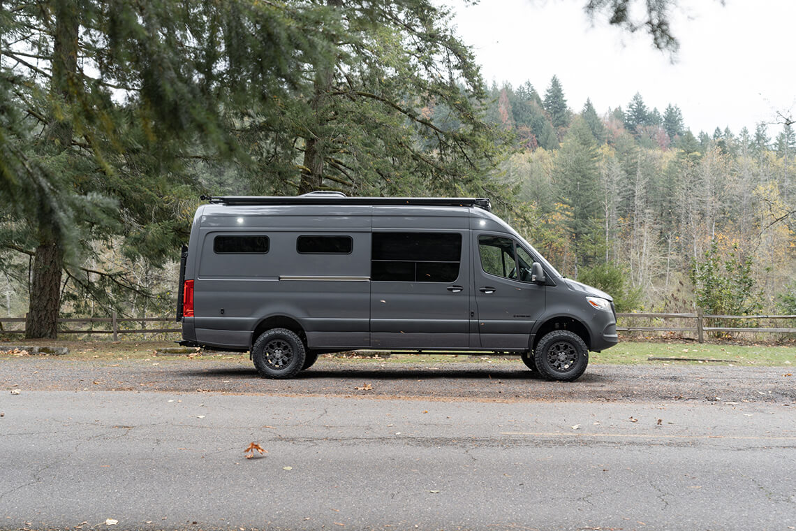 custom van conversion illahee 2021 mercedes benz sprinter 170 4wd dually graphite grey