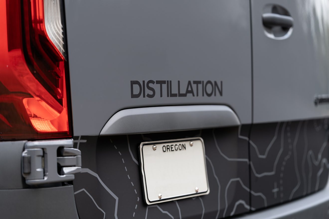custom van conversion distillation 2022 mercedes benz sprinter 170 4wd seat two sleep three custom vinyl logo
