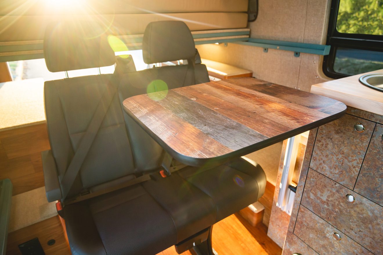 custom van conversion timiled 2018 mercedes benz sprinter 144 4wd seat four sleep three removable table