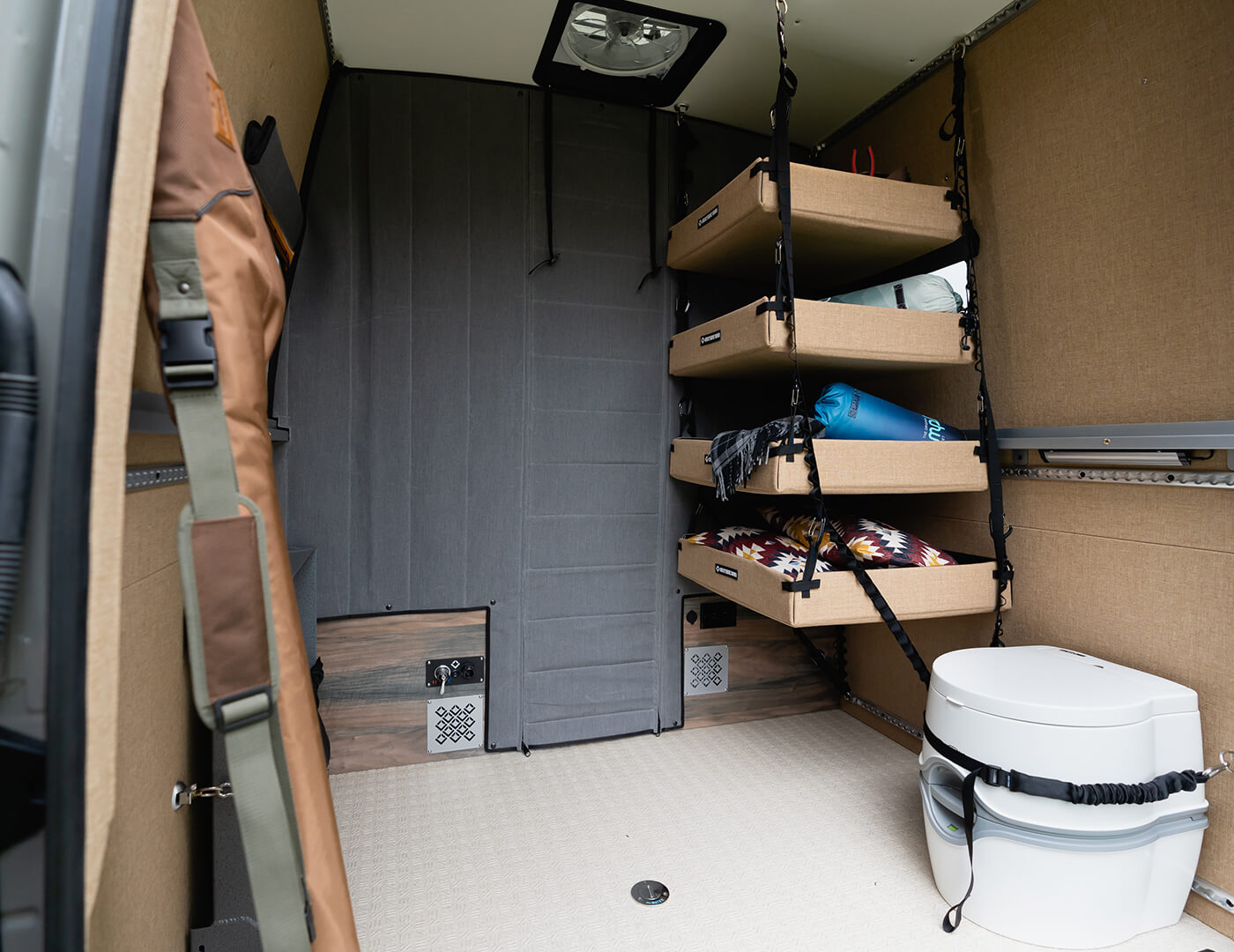 2020 Mercedes-Benz Sprinter 170 EXT Dually High Roof 4WD Rear garage exterior storage space with collapsable shower and porta potty