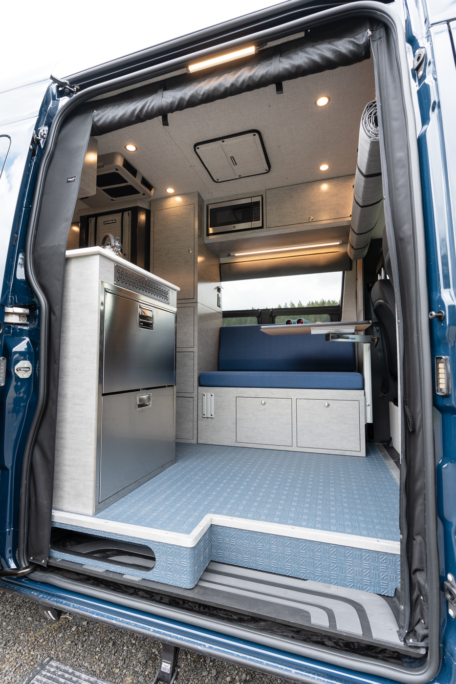 Custom off road sprinter van named blue morpho designed and built by Outside Van