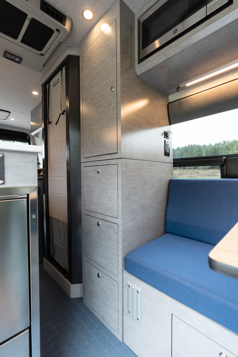 Custom off road sprinter van named blue morpho designed and built by Outside Van