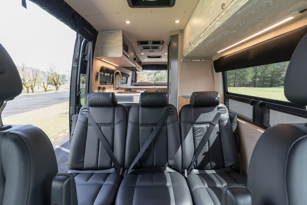Custom van conversion on mercedes benz chassis with seating for five