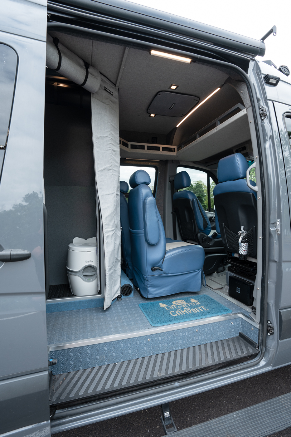 A converted mercedes sprinter 170 extended named Off Grid built by Outside Van