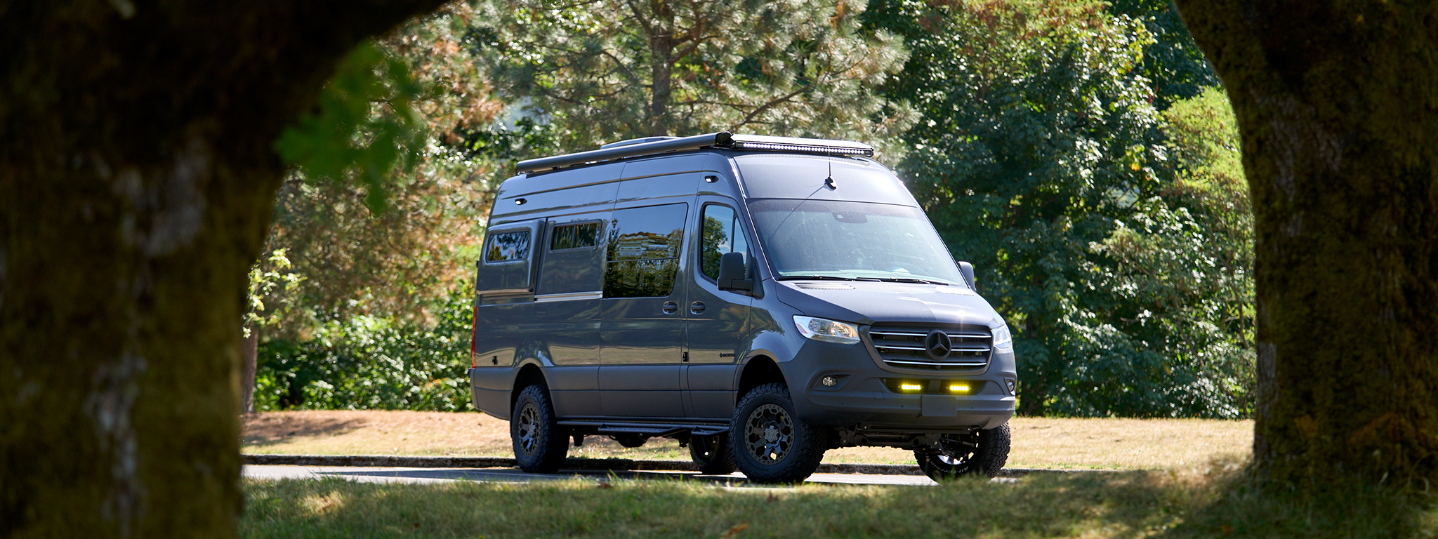 Freehand by Outside Van is a custom converted 170 Mercedes Sprinter with couch and shower