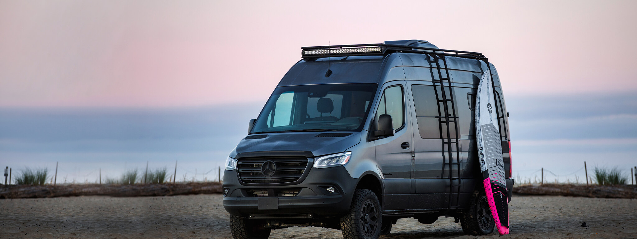 Outside van surf van that you can go on bike adventures