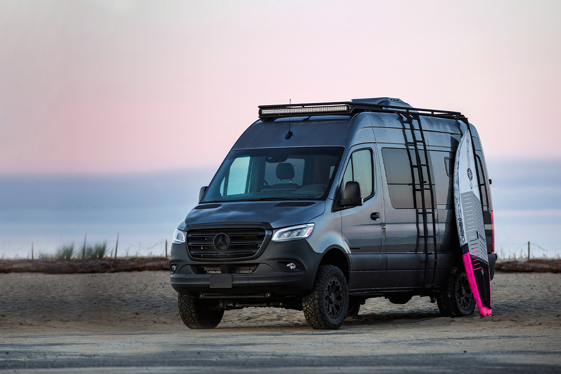surf van that outside van built custom to also carry bikes and 4X4 will let you go anywhere