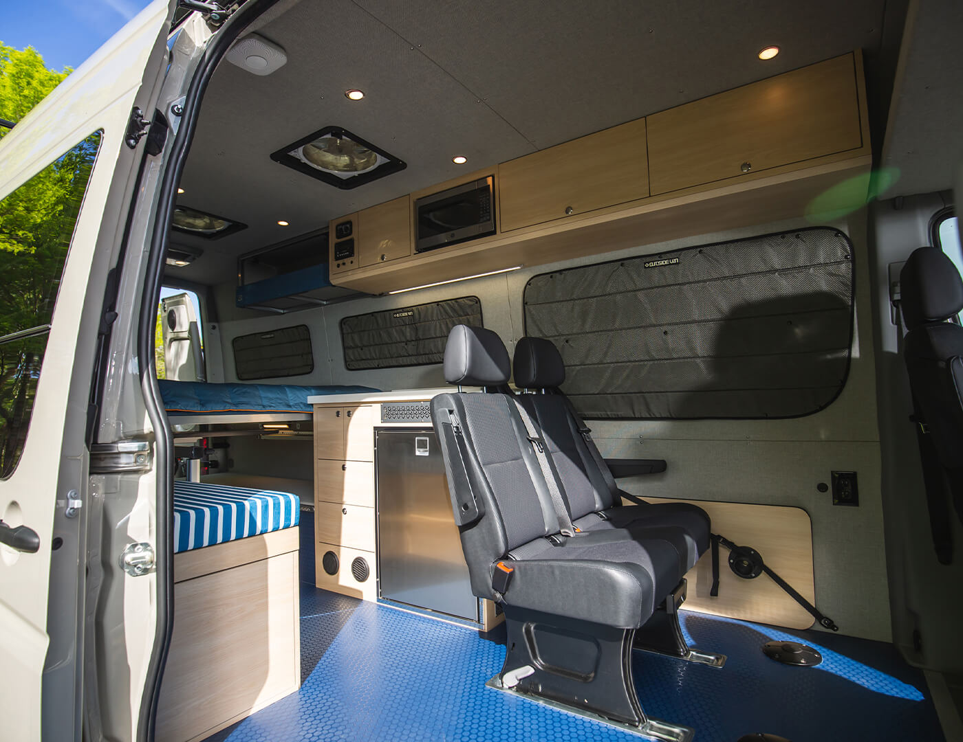 170 custom outside van. Bears den was build for a family of for to camp and adventure in.