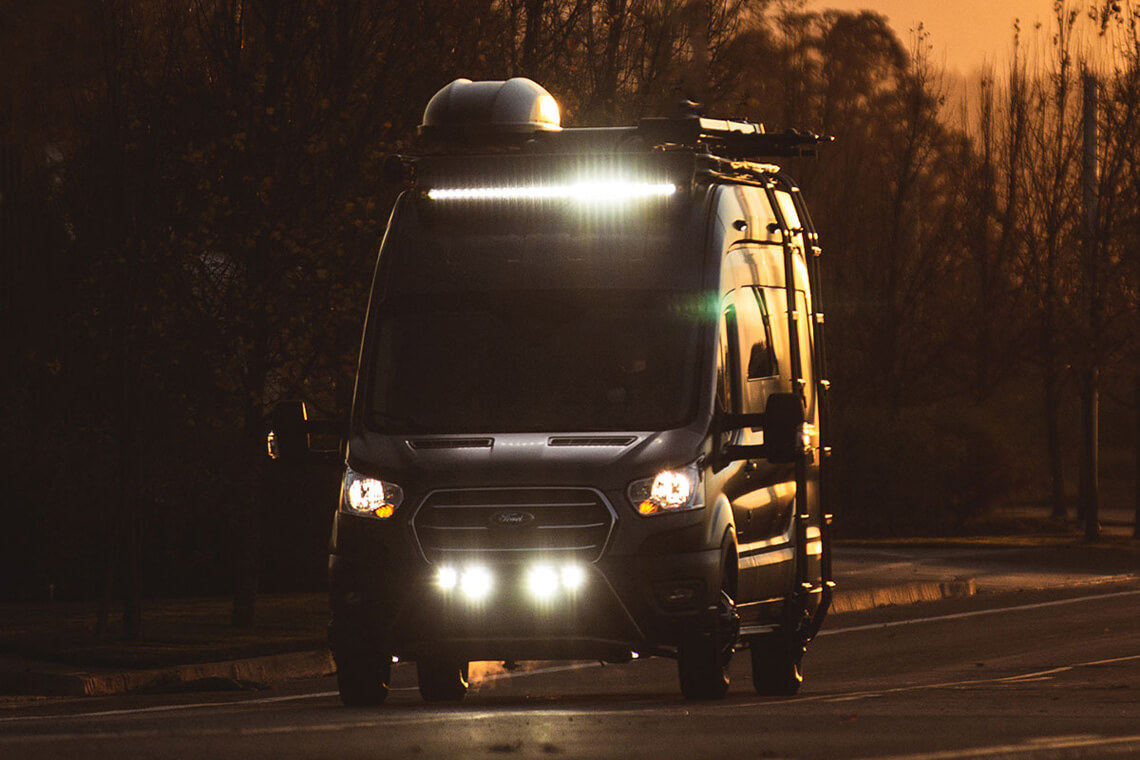 custom transit conversion done by outside van for ford sema project