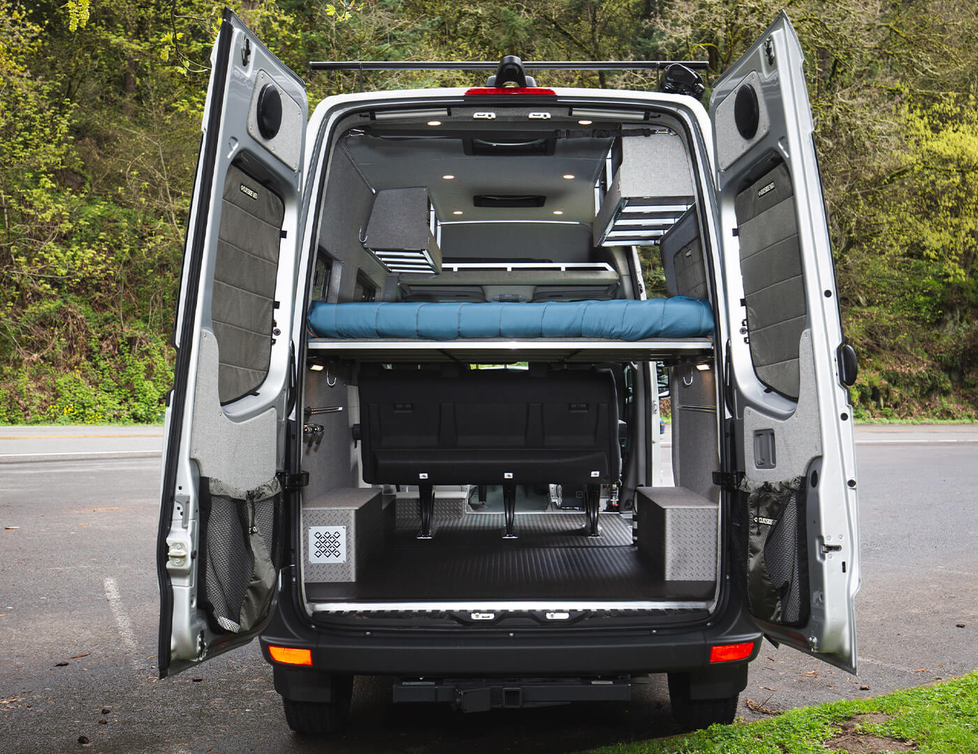 custom outside van conversion, seating for 5 sleeping for 2. great camping van